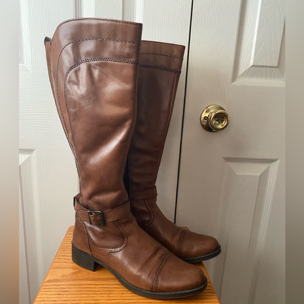 bussola Brown Leather Cap Toe Ankle‎ Strap Equestrian Riding Boots 39 (8-8.5)